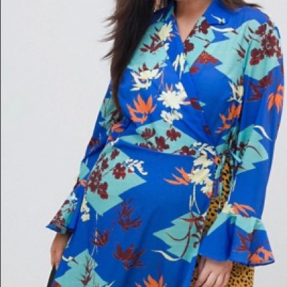 Asos mixed floral and animal print wrap maxi dress